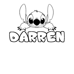 Coloriage prénom DARREN - décor Stitch