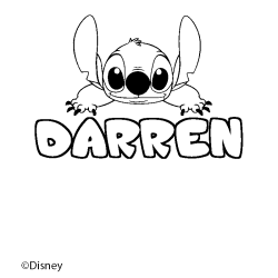 Coloriage pr&eacute;nom DARREN - d&eacute;cor Stitch