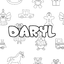 Coloriage pr&eacute;nom DARYL - d&eacute;cor Jouets