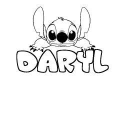 Coloriage prénom DARYL - décor Stitch