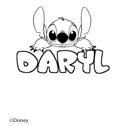 Coloriage pr&eacute;nom DARYL - d&eacute;cor Stitch