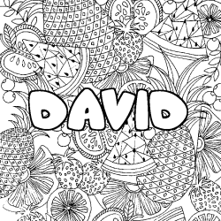 Coloriage DAVID - d&eacute;cor Mandala fruits