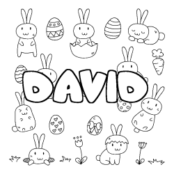 Coloriage DAVID - d&eacute;cor Paques