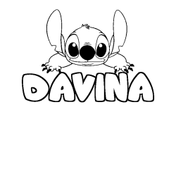 Coloriage prénom DAVINA - décor Stitch