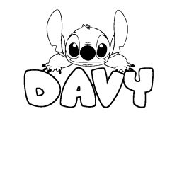 Coloriage prénom DAVY - décor Stitch