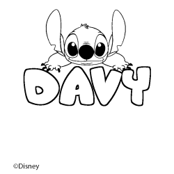 Coloriage pr&eacute;nom DAVY - d&eacute;cor Stitch
