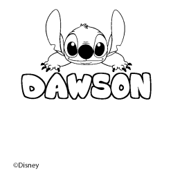 Coloriage pr&eacute;nom DAWSON - d&eacute;cor Stitch