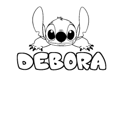 Coloriage prénom DEBORA - décor Stitch