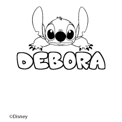 Coloriage pr&eacute;nom DEBORA - d&eacute;cor Stitch