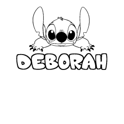 Coloriage prénom DEBORAH - décor Stitch
