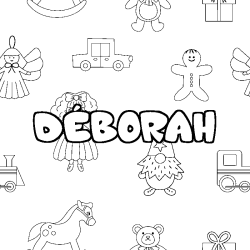 Coloriage pr&eacute;nom D&Eacute;BORAH - d&eacute;cor Jouets