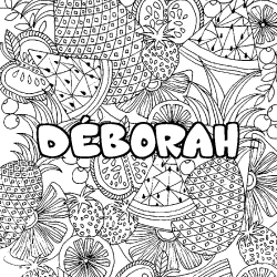 Coloriage pr&eacute;nom D&Eacute;BORAH - d&eacute;cor Mandala fruits