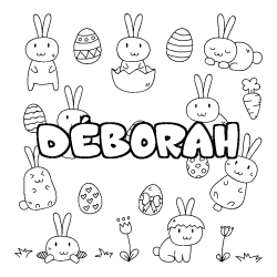 Coloriage pr&eacute;nom D&Eacute;BORAH - d&eacute;cor Paques