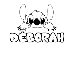 Coloriage prénom DÉBORAH - décor Stitch