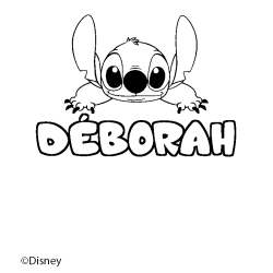 Coloriage pr&eacute;nom D&Eacute;BORAH - d&eacute;cor Stitch