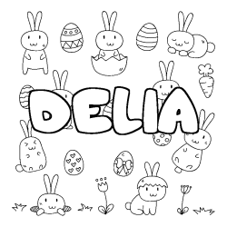 Coloriage DELIA - d&eacute;cor Paques