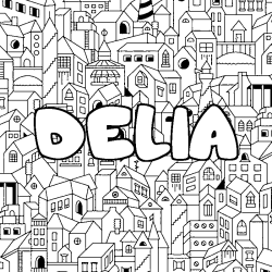 Coloriage DELIA - d&eacute;cor Ville