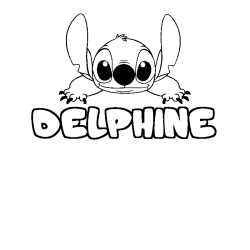 Coloriage prénom DELPHINE - décor Stitch