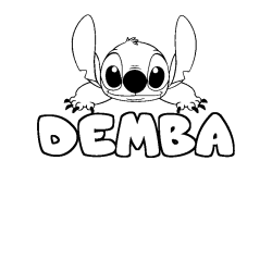 Coloriage prénom DEMBA - décor Stitch