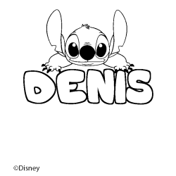 Coloriage pr&eacute;nom DENIS - d&eacute;cor Stitch