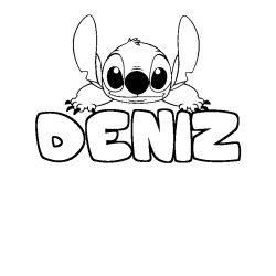 Coloriage prénom DENIZ - décor Stitch