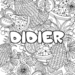 Coloriage pr&eacute;nom DIDIER - d&eacute;cor Mandala fruits
