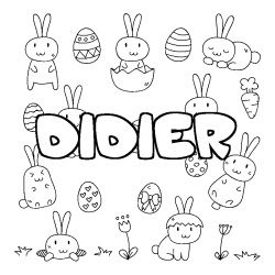 Coloriage pr&eacute;nom DIDIER - d&eacute;cor Paques