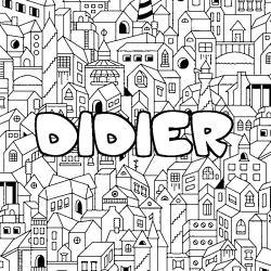Coloriage pr&eacute;nom DIDIER - d&eacute;cor Ville