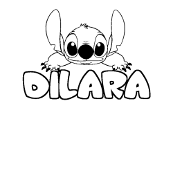Coloriage prénom DILARA - décor Stitch