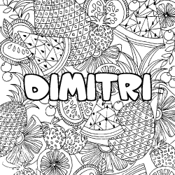 Coloriage prénom DIMITRI - décor Mandala fruits