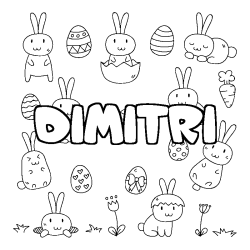 Coloriage pr&eacute;nom DIMITRI - d&eacute;cor Paques