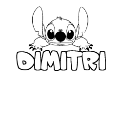 Coloriage prénom DIMITRI - décor Stitch