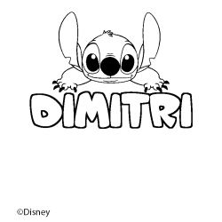 Coloriage pr&eacute;nom DIMITRI - d&eacute;cor Stitch
