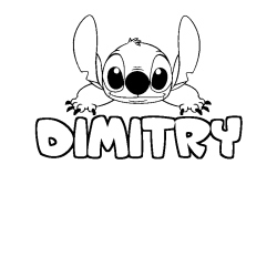 Coloriage prénom DIMITRY - décor Stitch