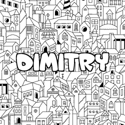 Coloriage DIMITRY - d&eacute;cor Ville