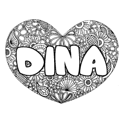 Coloriage DINA - d&eacute;cor Mandala coeur