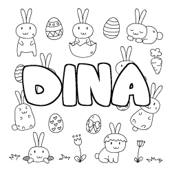 Coloriage DINA - d&eacute;cor Paques