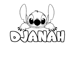 Coloriage prénom DJANAH - décor Stitch