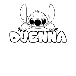 Coloriage prénom DJENNA - décor Stitch