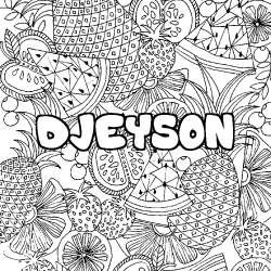 Coloriage pr&eacute;nom DJEYSON - d&eacute;cor Mandala fruits