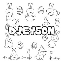 Coloriage prénom DJEYSON - décor Paques