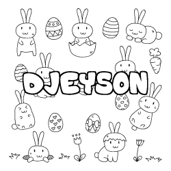 Coloriage pr&eacute;nom DJEYSON - d&eacute;cor Paques