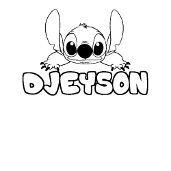 Coloriage prénom DJEYSON - décor Stitch