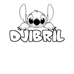 Coloriage prénom DJIBRIL - décor Stitch
