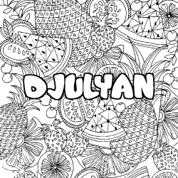 Coloriage pr&eacute;nom DJULYAN - d&eacute;cor Mandala fruits
