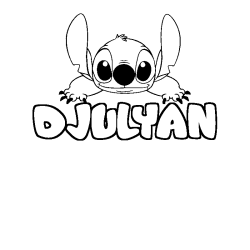 Coloriage prénom DJULYAN - décor Stitch