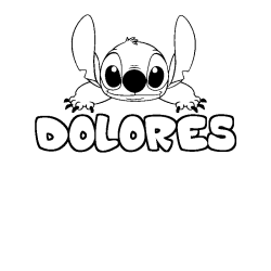 Coloriage prénom DOLORES - décor Stitch