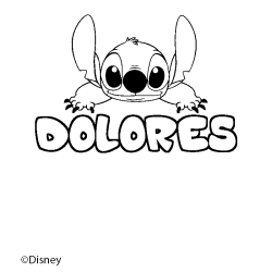 Coloriage pr&eacute;nom DOLORES - d&eacute;cor Stitch