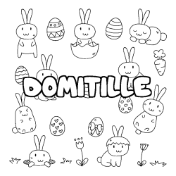 Coloriage pr&eacute;nom DOMITILLE - d&eacute;cor Paques