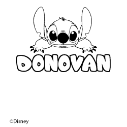 Coloriage pr&eacute;nom DONOVAN - d&eacute;cor Stitch
